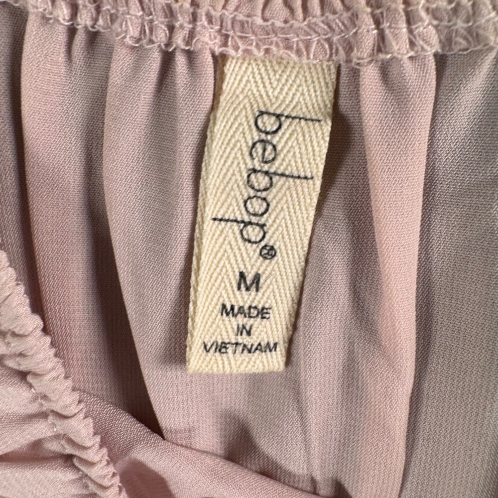Bebop Womens‎ Pink Off Shoulder Smocked Waist Dress Romantic Cottagecore M - Picture 3 of 9